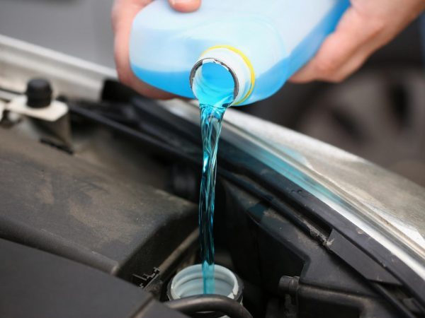 aditivo radiador: profissional adicionando água ao radiador do carro